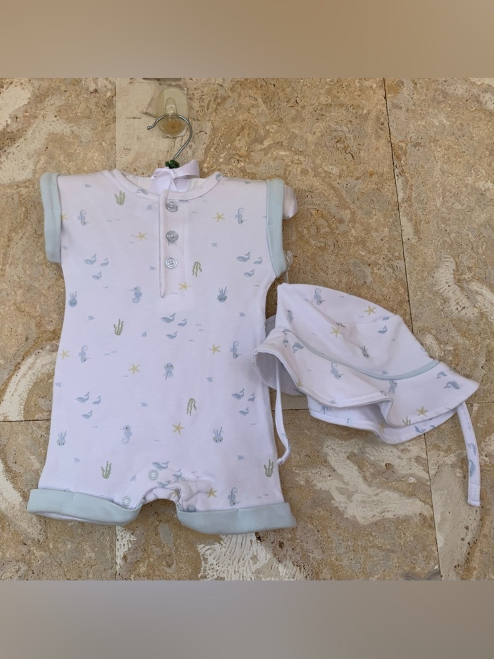 Luxe Threads Soft White Baby Onesie and Hat Set